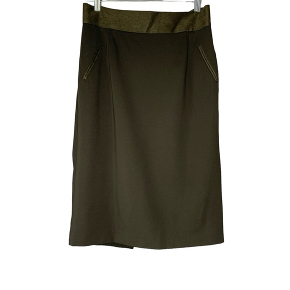 Antonio Melani olive green pencil midi skirt with gold hardware. Size 6‎ - Picture 1 of 10